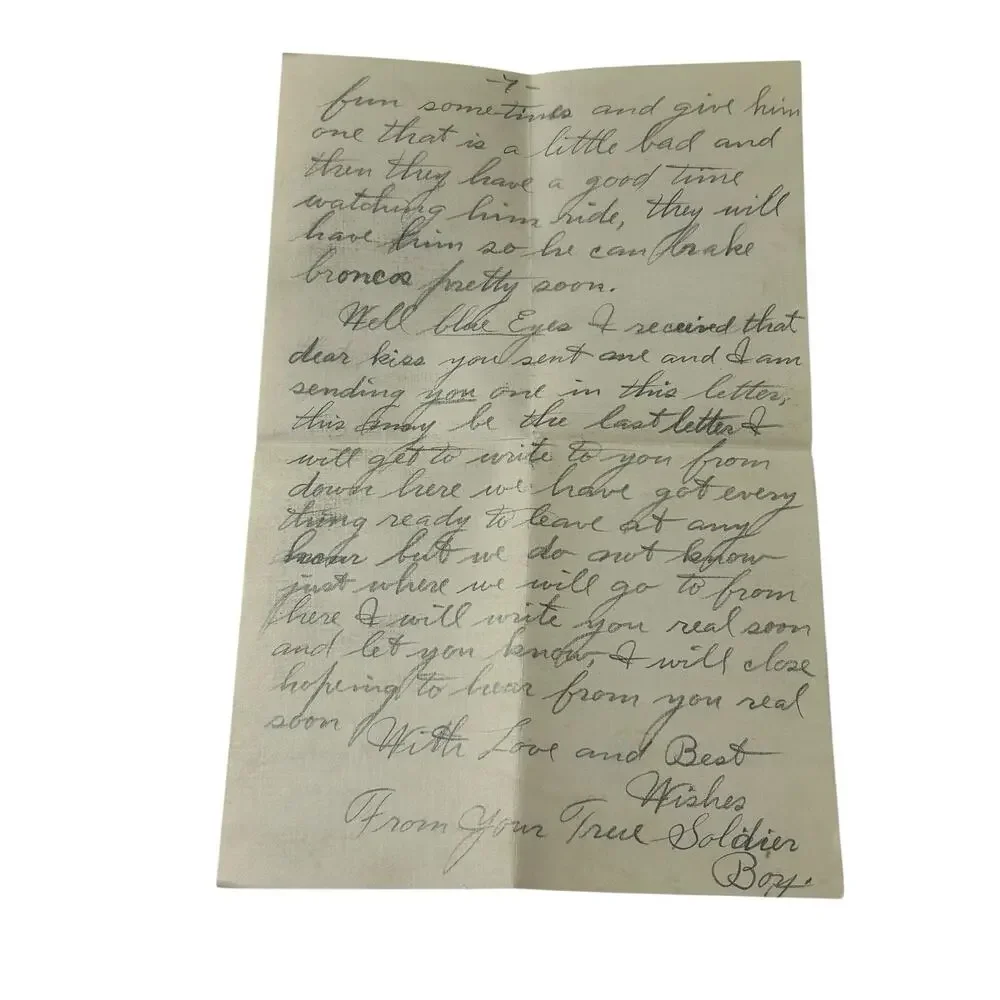 Antique 1910's Postal History WWI Original Military Soldier's Romantic Letter